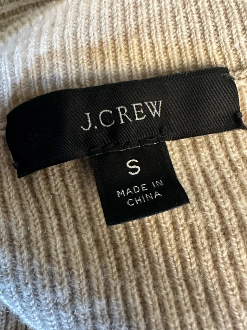 J. Crew Cream Ribbed Crewneck Sweater
